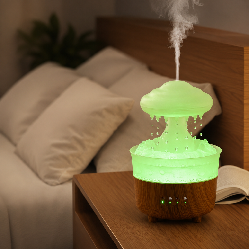 Rain Cloud Humidifier — Nube de Lluvia con Luz LED 7 Colores + Aceites Esenciales 💧